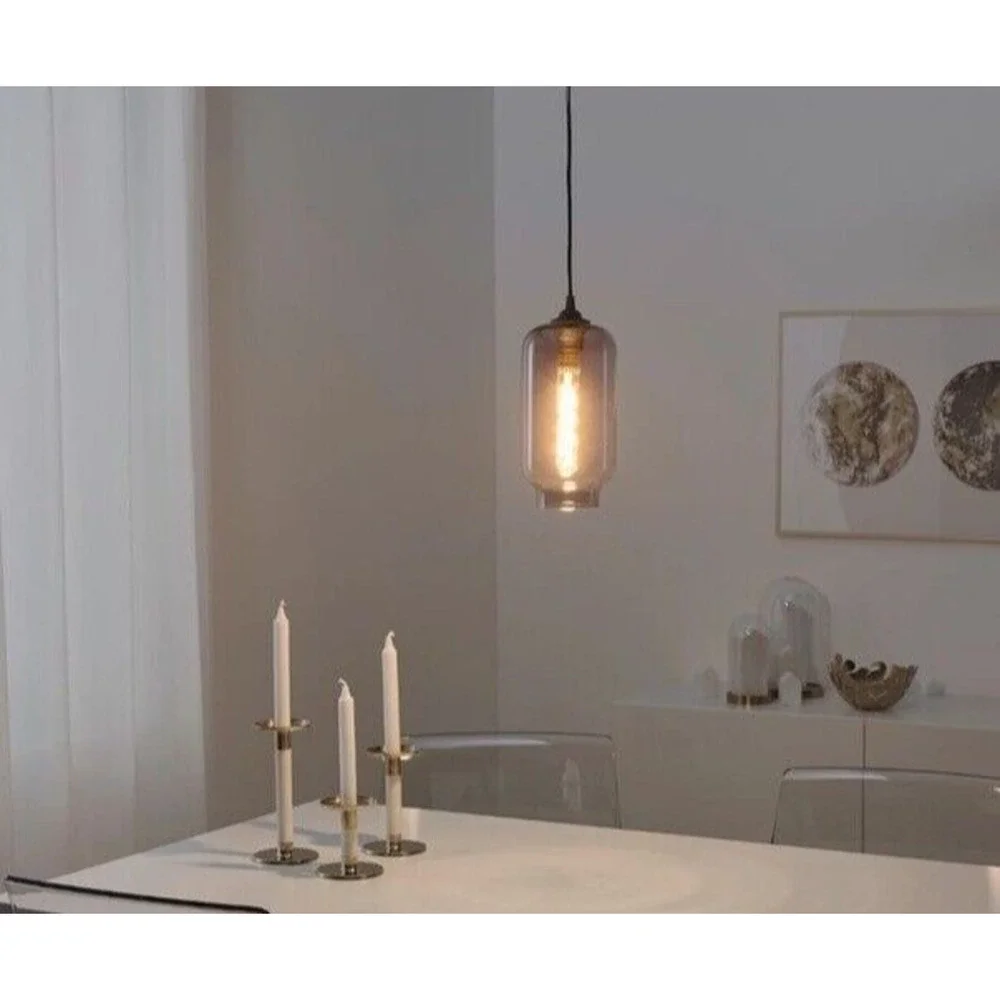 IKEA Kadmium Lot 2 Pendant Light Lamp Hand Blown Glass Gray Purple Handmade New